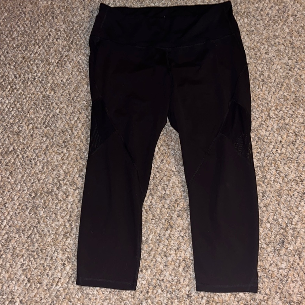 Black Workout Legging with Mesh Detail Siding